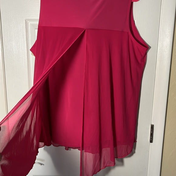 Adele and May woman layered tank top sheer outer layer sleeveless fuscia sz 3X - Picture 11 of 13